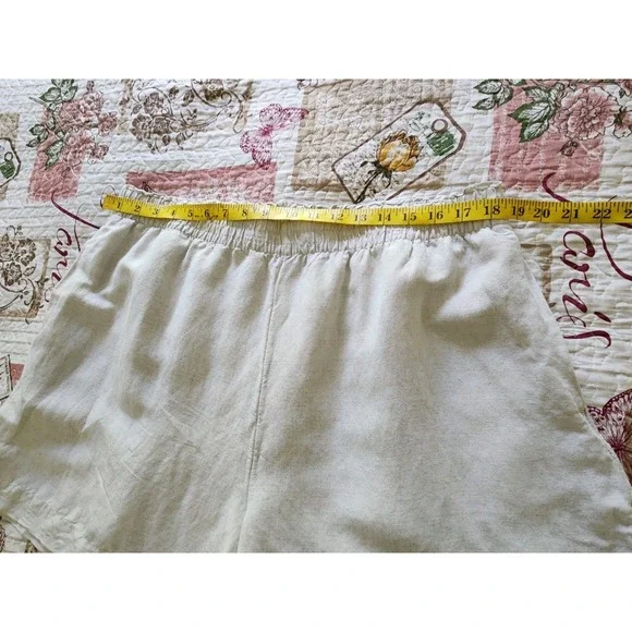 H&M Women's Pull-on Elastic Waist Shorts Linen Blend‎ Pockets Beige Size XL - Picture 8 of 11